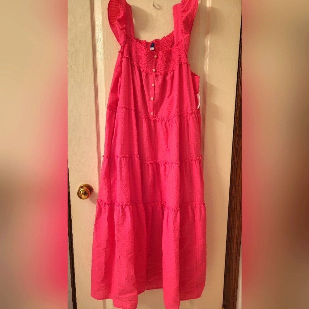 Pink Sleeveless Tiered Dress